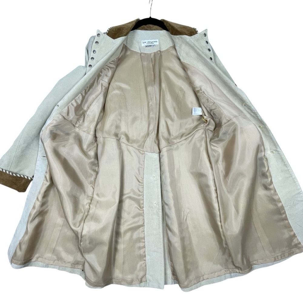 Vtg Lew Margam Leather Suede Western Aspen Whipstitch Studs Mid-Length Coat-Sz 8 - Picture 2 of 16